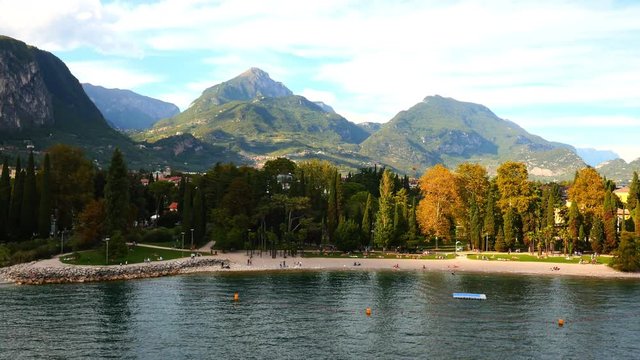 Aerial view of the Italian lakeside town Riva Lake Garda Italy