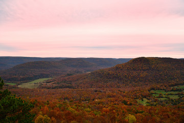 sunset in the mountains with Fall Colors