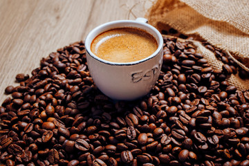 A white cup of coffee