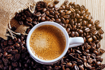 A white cup of coffee