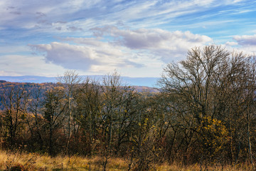 Clouds and beautiful sky in late autumn over the valley