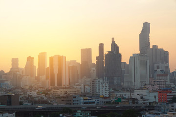 Obraz premium Cityscape Bangkok city Thailand with sunset 