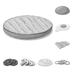 Isolated object of burger and sandwich icon. Set of burger and slice stock symbol for web.