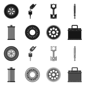 Vector illustration of auto and part sign. Collection of auto and car vector icon for stock.
