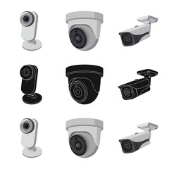 Vector design of cctv and camera logo. Collection of cctv and system vector icon for stock.