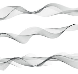 Wave of the black lines. Abstract wavy stripes. Transparent background. High resolution