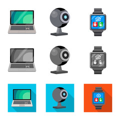 Isolated object of laptop and device logo. Set of laptop and server vector icon for stock.