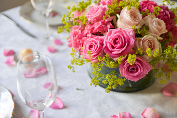 floral arrangement for interior decoration, table setting for a wedding or to create a home cosiness. use as background