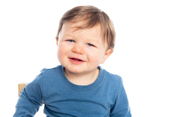 A Cute Little Boy Isolated on the White Background.