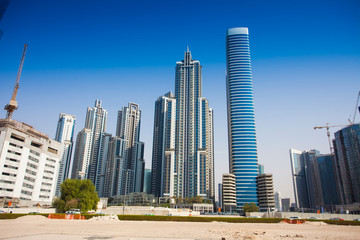 Fototapeta na wymiar modern buildings in Dubai city, United Arab Emirates
