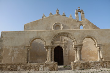 Ruins of church San Giovanni and Catacombs in Syracuse, Sicily Italy