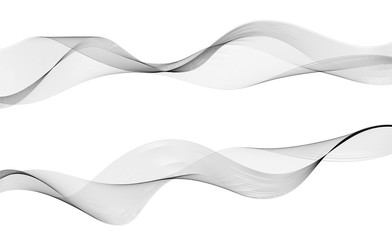 Wave of the black lines. Abstract wavy stripes. Transparent background. High resolution