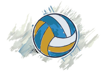 Volleyball ball with a watercolor effect. Vector illustration.