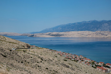 Aerial view of town Pag, Pag island, Croatia