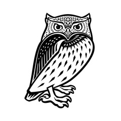 Owl illustration in tribal style. Ethnic patterned illustration for antistress coloring book, tattoo, poster, print, t-shirt. Vector.