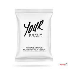 Mockup of food snack pillow bag isolated  on white background. Vector illustration ready and simple to use for your design. The mock-up will make the presentation look as realistic as possible. EPS10.