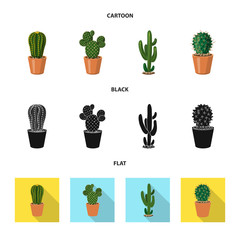 Vector design of cactus and pot logo. Collection of cactus and cacti vector icon for stock.