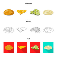 Vector design of burger and sandwich icon. Set of burger and slice vector icon for stock.