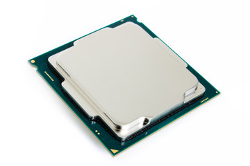 CPU, computer processor on white background