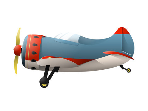 Colorful airplane with propeller. Children's plane. Vector illustration.