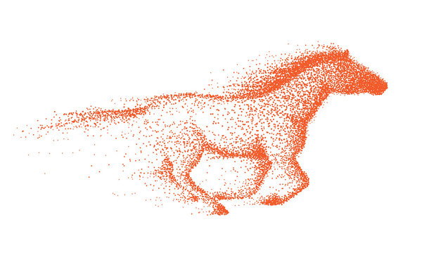 Motion of wild horse made of dots.Abstract vector illustration
