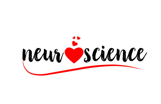 Neuroscience Word Text Typography Design Logo Icon With Red Love Heart