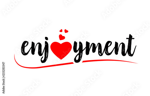 Enjoyment Word Text Typography Design Logo Icon With Red