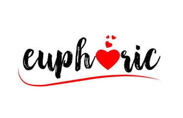 euphoric word text typography design logo icon with red love heart