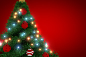 Fototapeta na wymiar 3d rendering, christmas tree with red background