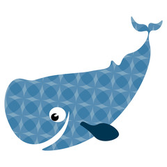 This is a smiling whale for children's illustrations.