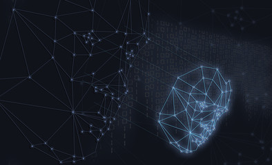 Biometric verification - face recognition digital illustration
