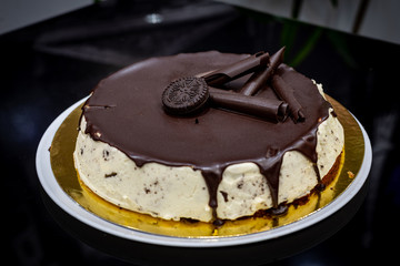 Chocolate cake and chips