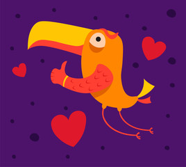 Toucan bird thumb up like. Vector illustrator
