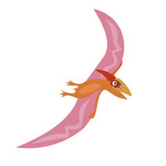 Pink pterodactyl for children's illustrations and books. Vector