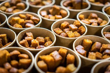 Salty crackers. Rusks for portions. Buffet. fried bread.