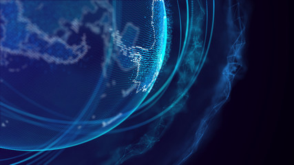 Global network connection. World map point. Representing the global. Network connection. 3D rendering.