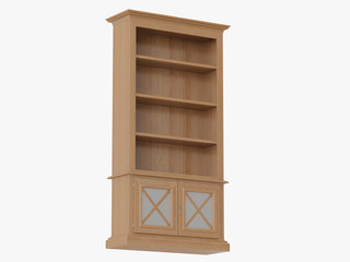 Bookcase brown wood 3d rendering