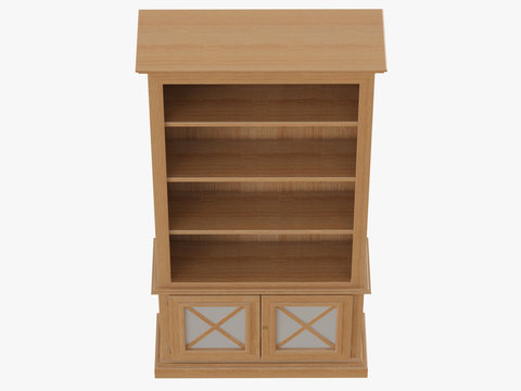 Bookcase brown wood 3d rendering