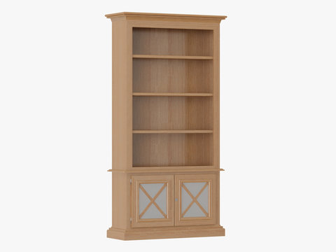 Bookcase brown wood 3d rendering