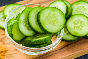 sliced cucumber slices for a cosmetic