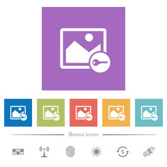 Encrypt image flat white icons in square backgrounds