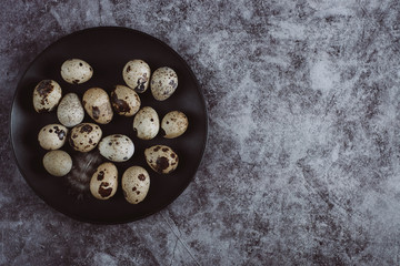 group of quail egg  on cement background, easter concept, top view  