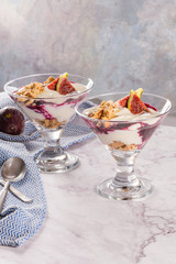 Figs pudding parfait with yogurt