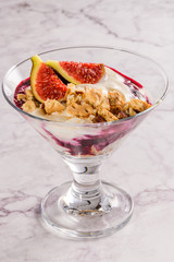 Figs pudding parfait with yogurt