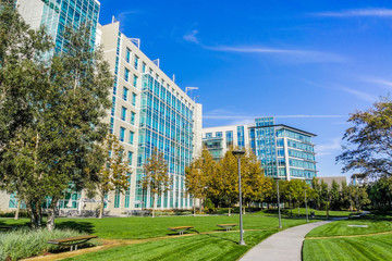 Modern office buildings in Silicon Valley, south San Francisco bay area