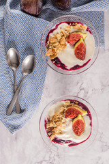 Figs pudding parfait with yogurt