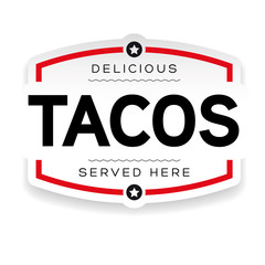 Tacos vintage label sign