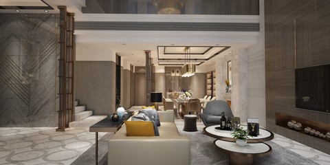 3d render living room