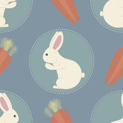 Bunny Rabbits and Carrots Seamless Vector Pattern