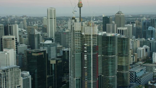 Aerial view of Centrepoint Tower Downtown Sydney 